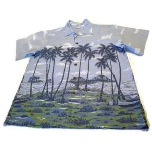 Go Barefoot Hawaiian Shirt Luau Tiki Palm Trees